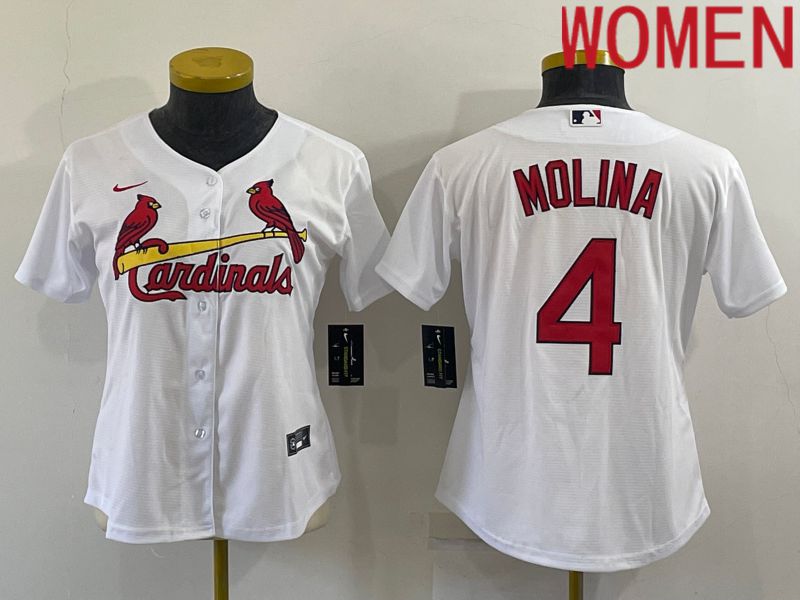 Women St.Louis Cardinals #4 Molina White Game 2022 Nike MLB Jersey->women mlb jersey->Women Jersey